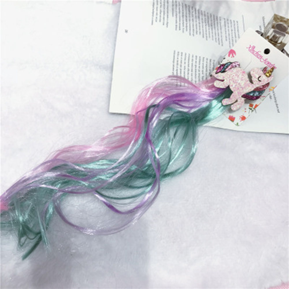 Colorful Unicorn Wigs Stylish Kids' Hair Hairpins Lovely Gradient Princess Hair Ornament for Dress-Up Parties Costume Events Dance Performances Daily Wear Girls' Fashion. 