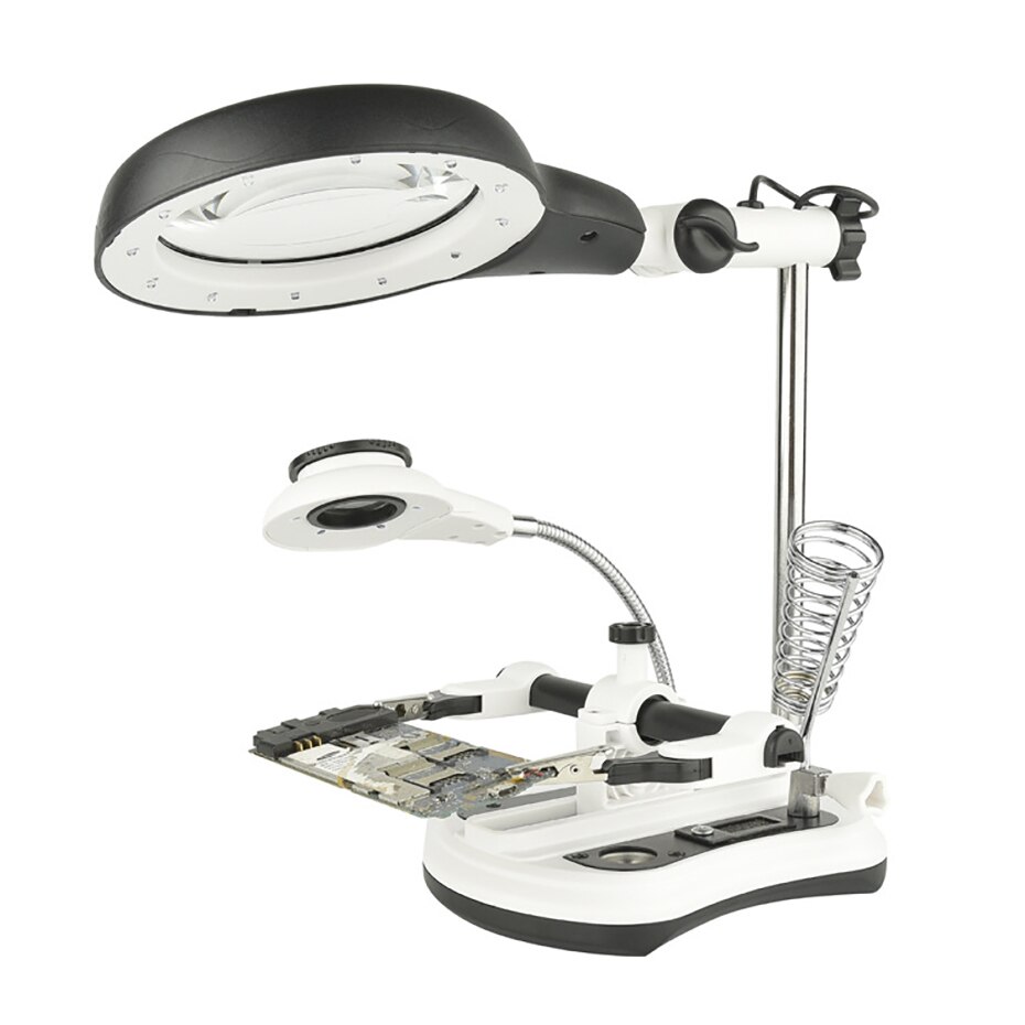 Third Helping Hand Soldering Tool with Magnifier 2.5X/6X/5X/10X LED Lamp Solder Holder for PCB Solder Mobile Phone Repair Tool. 