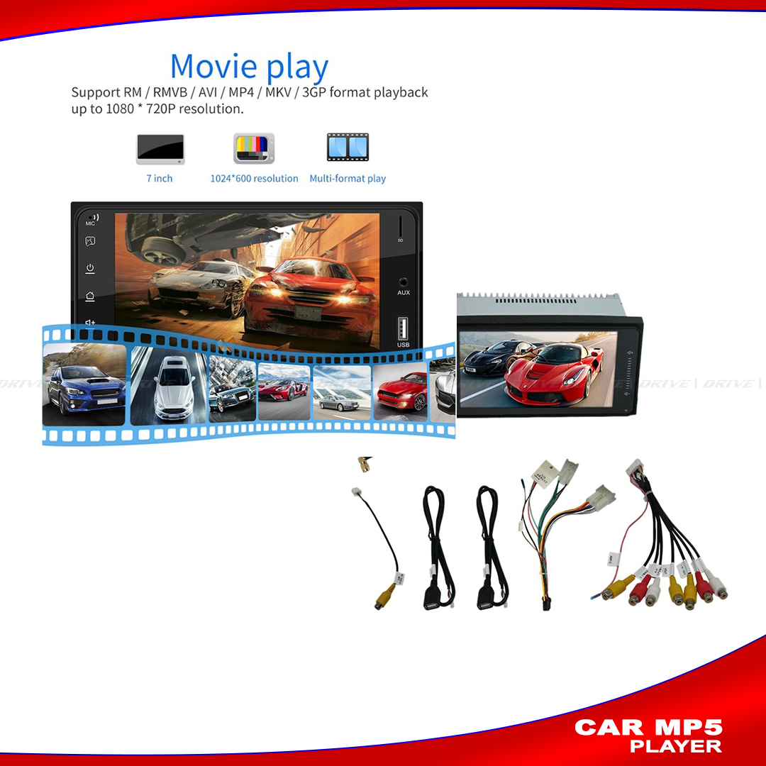 Car MP5 Player,7" Touch Screen Car MP5 Player With Bluetooth FM/USB/SD/AUX Stereo Radio Car Rear View Camera support IN BANGLADESH. 