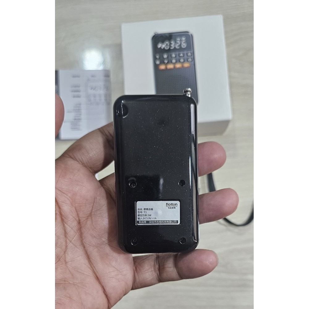 Rolton T1 Portable FM Mini Radio Bluetooth TF Card With Flashlight. 