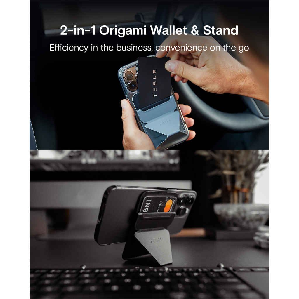 MOFT Magnetic Snap-on Phone Wallet Stand for iPhone 15/14/13/12 Series Compatible Phone Stand with 3 Viewing Angles. 