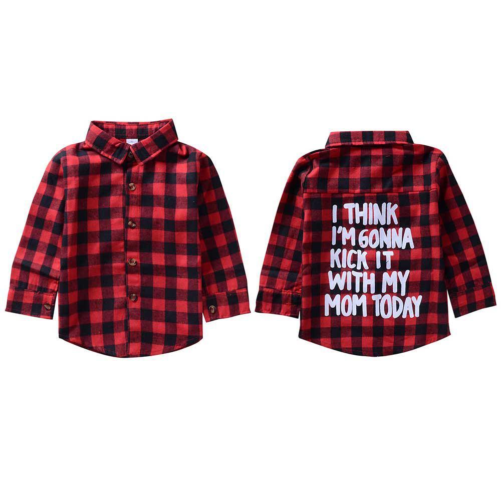 Baby Toddler Girls Long Sleeve Button Down Flannel Red Plaid Shirts Dress with Belt Kids Fall Clothes