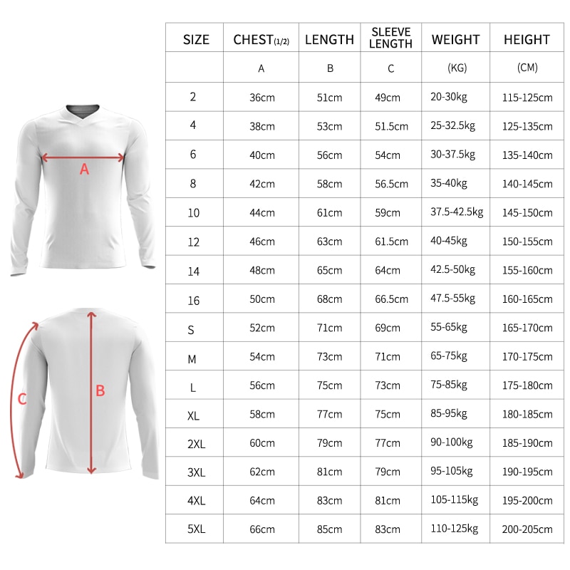 Personalized Sublimation Custom Plus Big Size Soccer Uniform Shirts Club Team Breathable Long SLeeve Football Jerseys For Men. 
