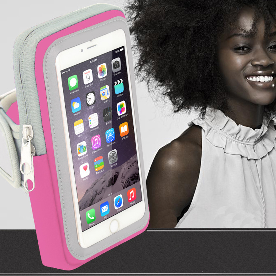 (Black)Sports Arm band Arm Bag Cell Phone Holder Case Arm Band Strap With Zipper Pouch  Mobile Exercise Running Workout For Android and Apple Phone Touch. 