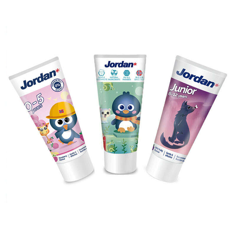 Norwegian for infants young children aged 0 5, 6 to 12, student toothpaste with strawberry and raspberry mixed fruit flavor. 