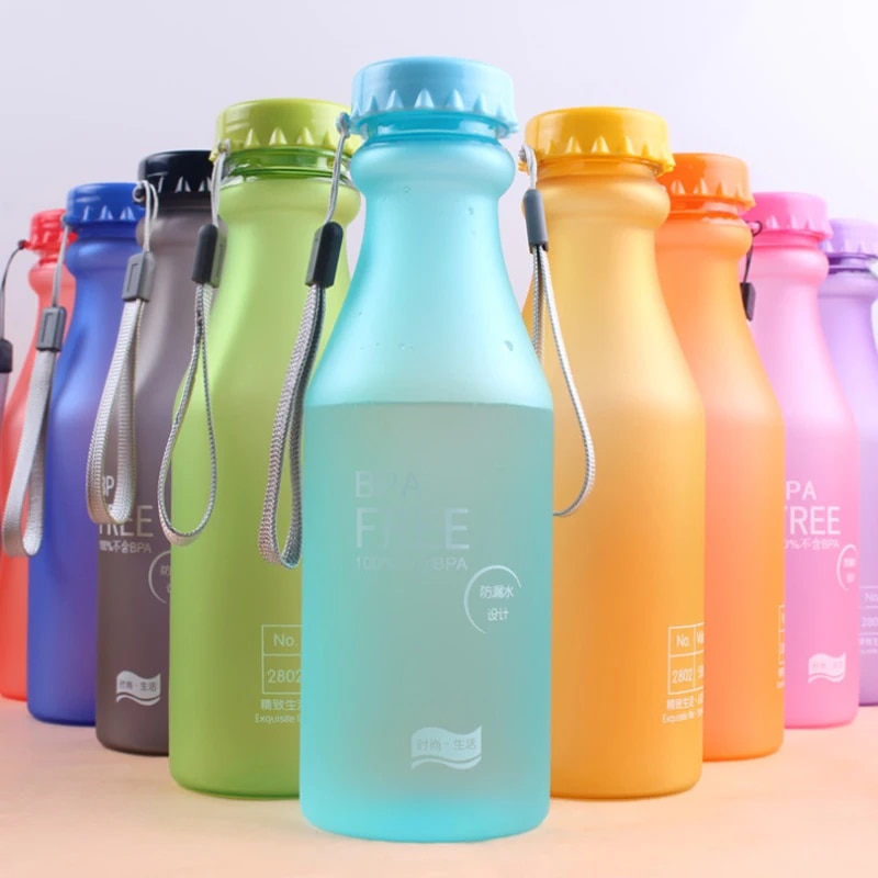 550ML BAP FREE Water Bottle Unbreakable Frosted Sport Kettle Drinking Bottle Outdoor Portable Leak-proof Water Bottle with Rope. 