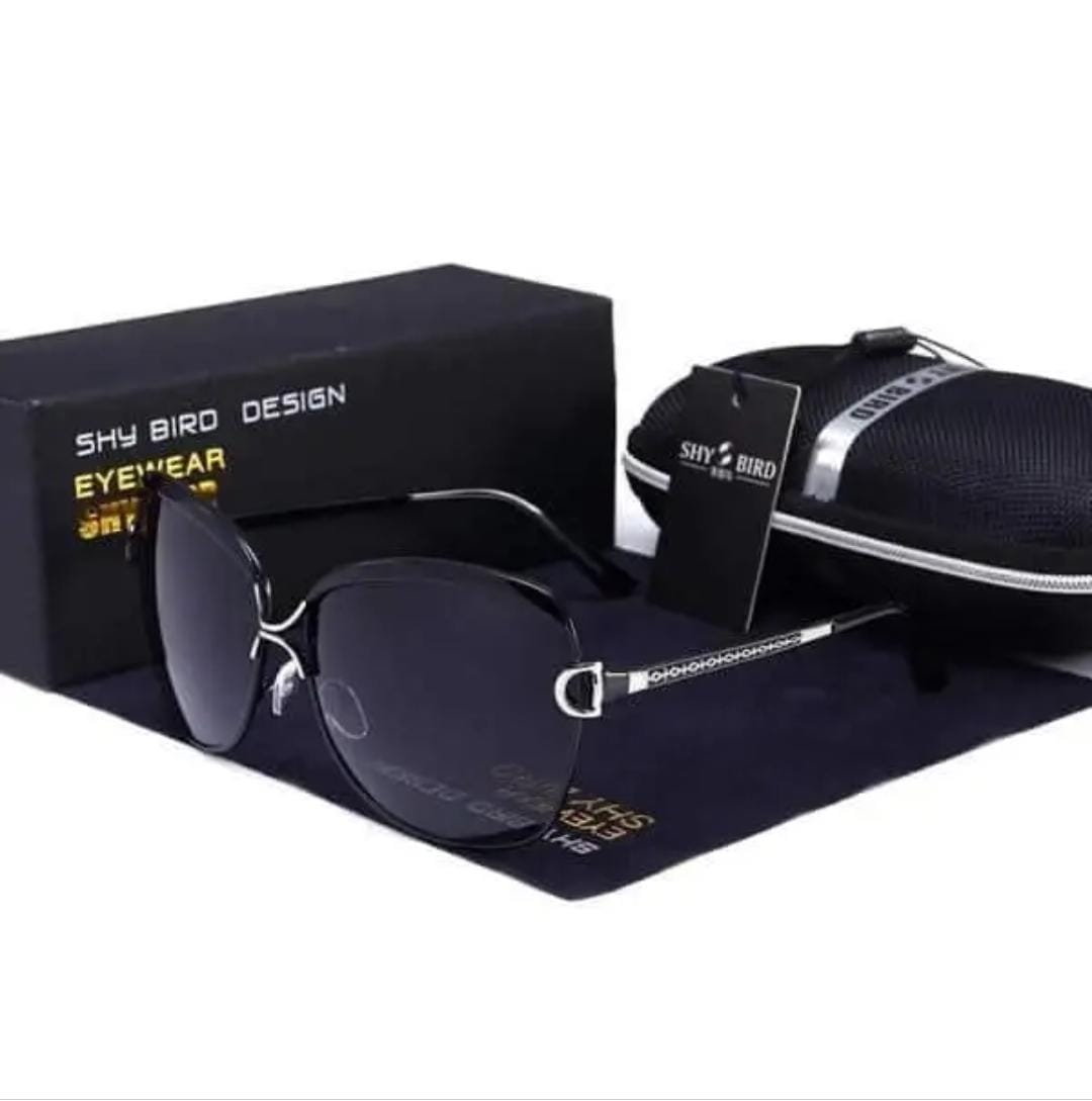 Shy bird Two-color sunglasses female big box simple elegant polarized mirror spring and summer sunglasses driver driving polarizer temperament(imported). 