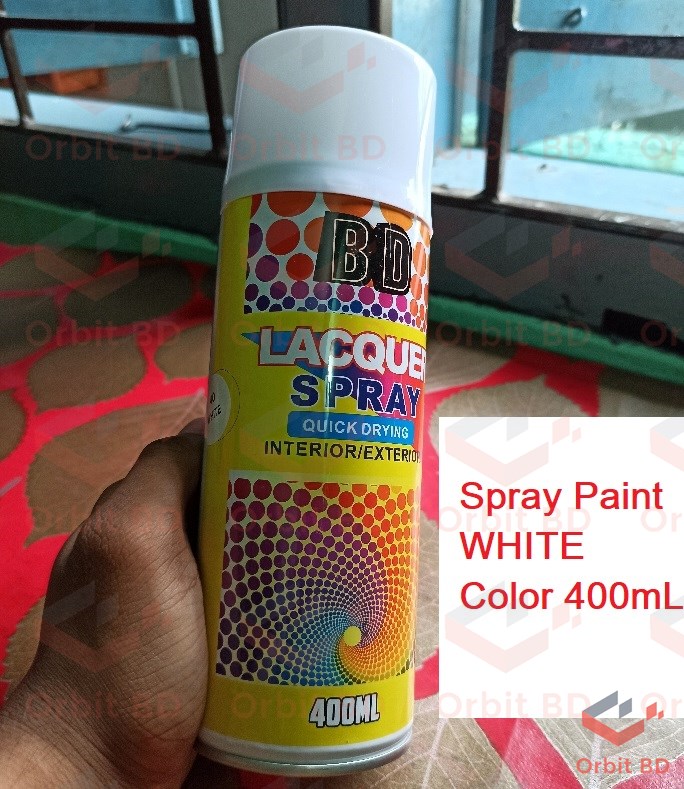 Spray Paint WHITE Color 400mL Multipurpose Spray Paint White Color Uses Metal Wood Plastics Motor Cycles Bi-Cycle Furniture Etc.. 