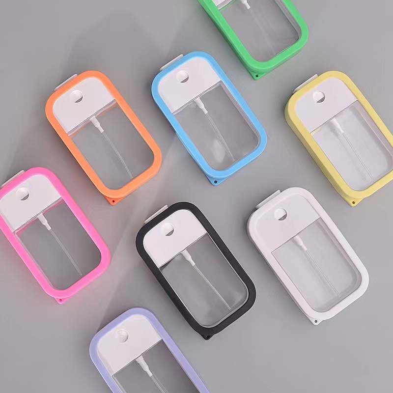 Portable Card Type Spray Bottles Free Jelly Case Plastic Alcohol Refillable Fine Mist Sprayer Portable Flat Shape Atomizer Pump Applicator for Empty Freshener Cologne Hand Sanitizer Dispenser Cosmetic Container, 50ml. 