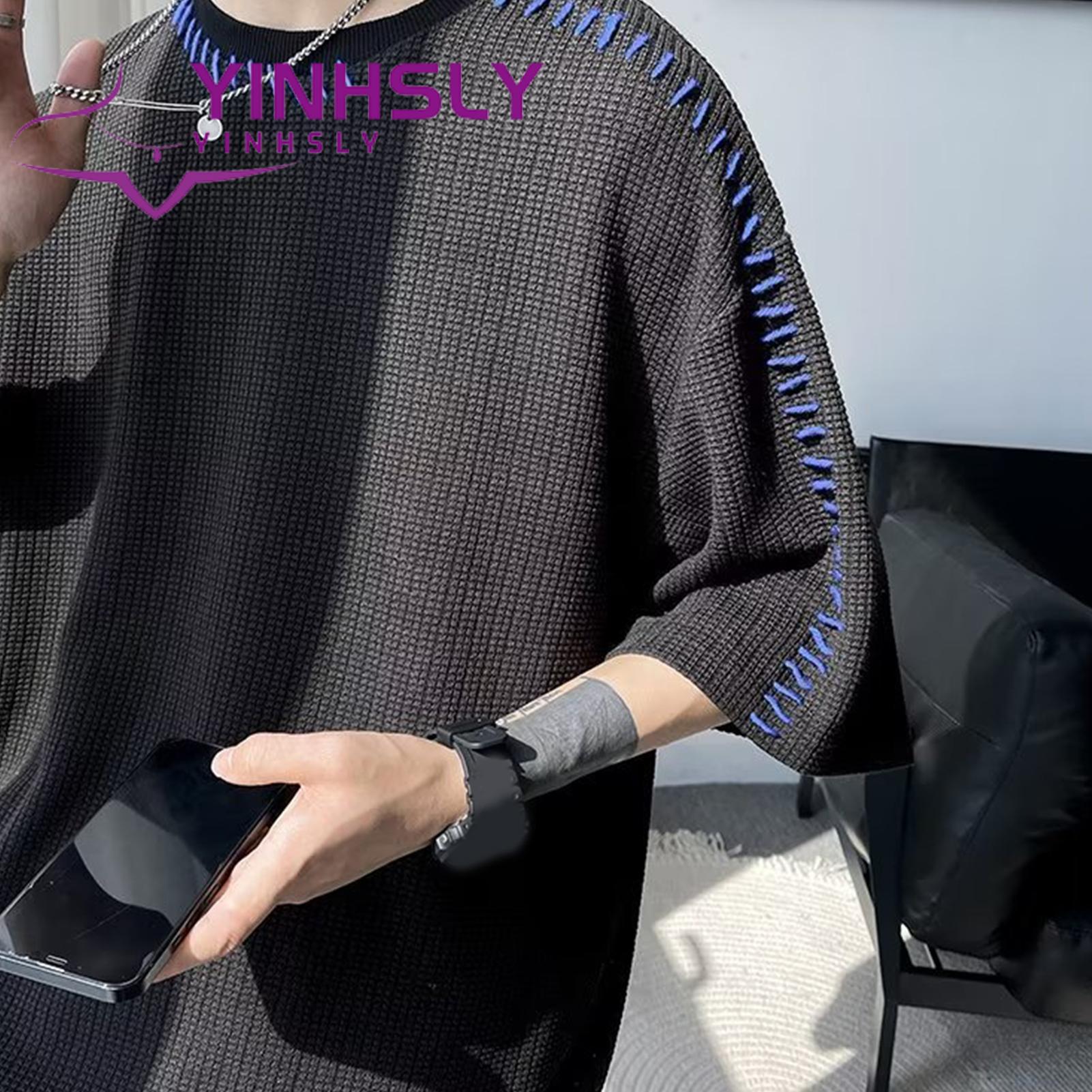 Pullover Top Waffle Fabric Hip Hop Style Solid Color Tee Shirt. 