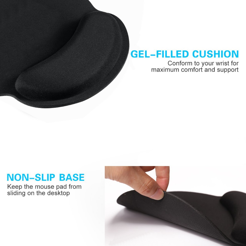 Wrist Rest Mouse Pad Memory Foam Ergonomic Design Office Mouse Pad with Non-slip Wrist Support. 