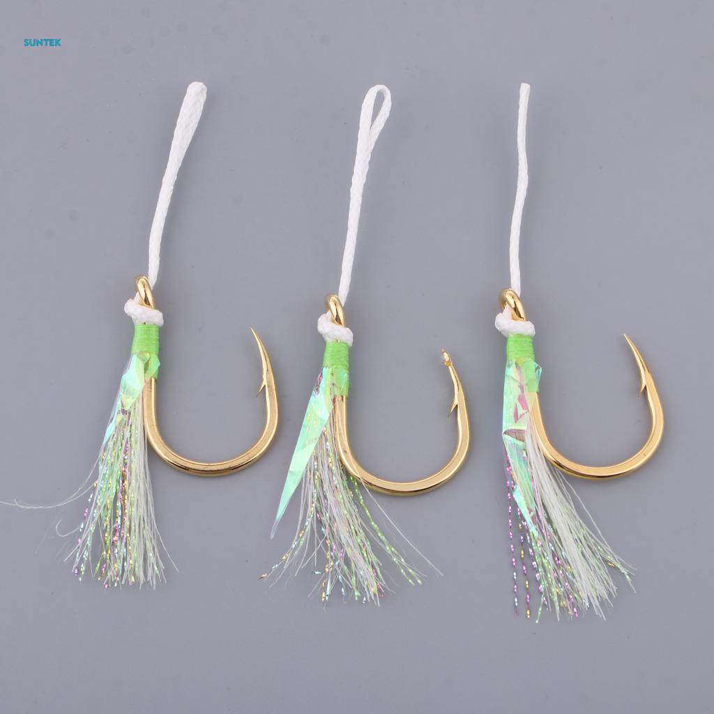 3pcs Fishing Assist Hooks with 5/0 7/0 9/0 Hooks and Nylon Line - 7-0. 
