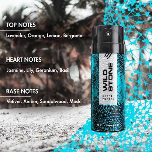 Wild Stone Body Deodorant - Hydra Energy, 150 mll Refreshing & Long-Lasting Fragrance, For Men, Body Spray Perfume Fragrance Scent