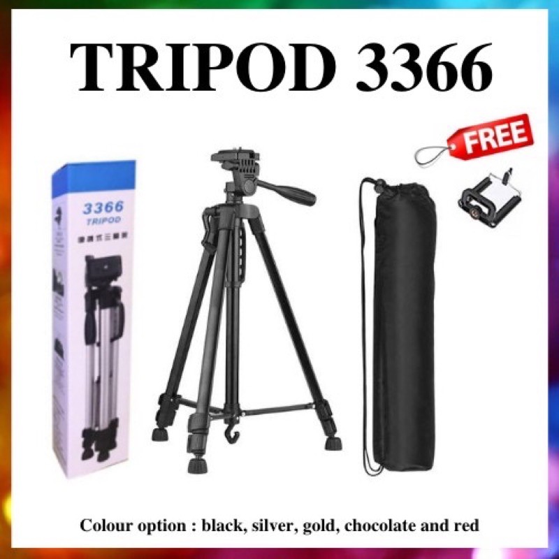 3366 Camera Tripod with Carry Bag, Tripod Stand for DSLR SLR Cameras Compatible with iPhone & Android. 