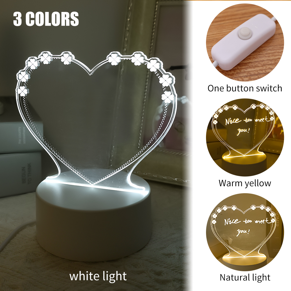 Erasable Luminous Transparent Home Desktop Acrylic Notepad Small Whiteboard Writing Message Boards