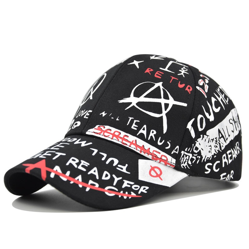 Men Fashion Accessories Cap Graffiti Printing Baseball Cap Male Hip-Hop Hat Cotton Fashion Women Casual Adjustable Sun Hats