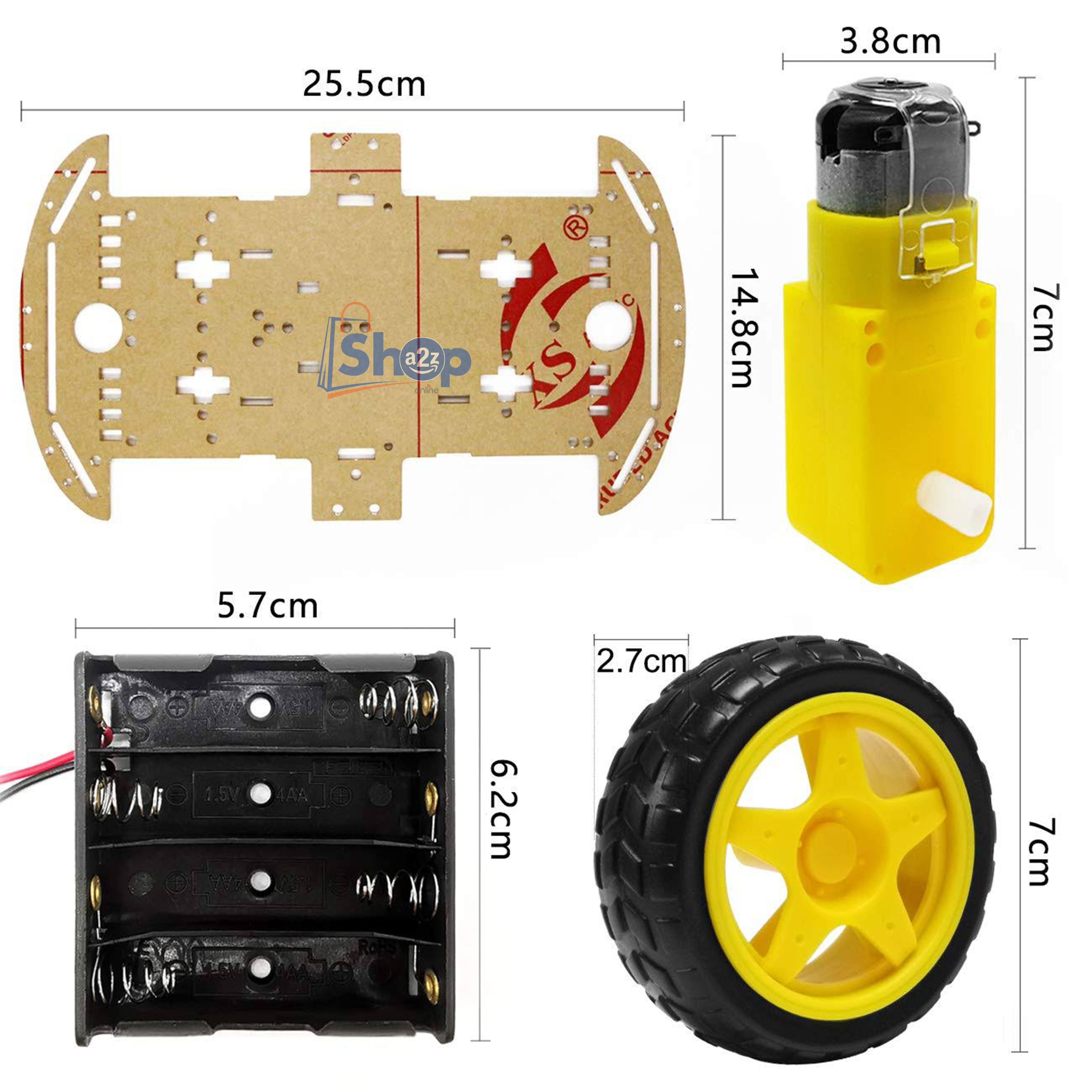 4 Wheel Drive (4WD) Smart Robot Car Transparent Acrylic Chassis Kit. 