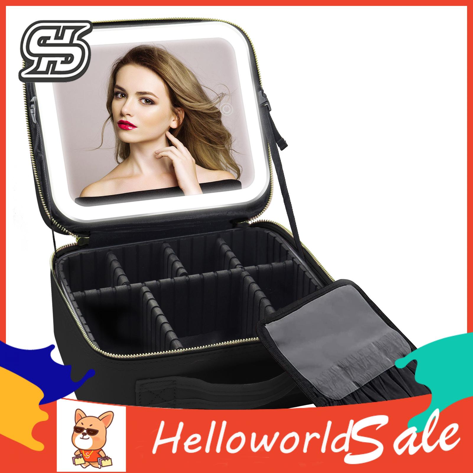 A lighted makeup mirror is installed on the makeup bag. The LED lights are adjustable in three colors, namely white, yellow and mixed colors. Ideal for use while applying makeup and has a charging function.. 