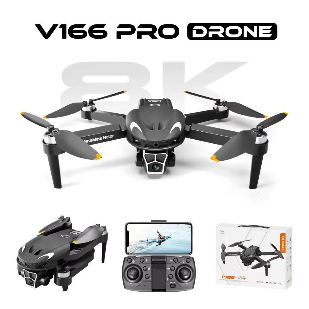 V166 PRO Drones Profesional 8K with HD Camera FPV 5G Wifi Brushless Motor Foldable RC Quadcopter Obstacle Avoidance Dron. 