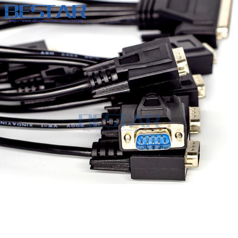 DB62 DB 62 Pin 62pin Male To 8 * DB9 HD DB 9PIN X 8 male Adapter connector serial port cord cable For scsi PCI 1 in 8 out. 