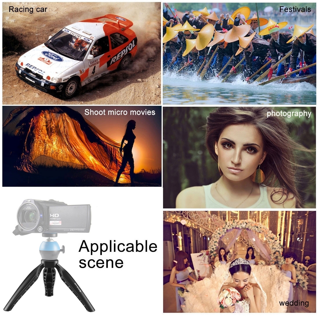PULUZ ple Mini ABS Desktop Tripod Mount with 1/4 inch Screw for DSLR & Digital Cameras, Working Height: 9cm(Black). 
