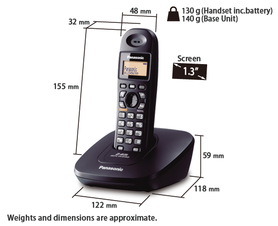 Panasonic KX-TG3611 Cordless Black Phone Set. 
