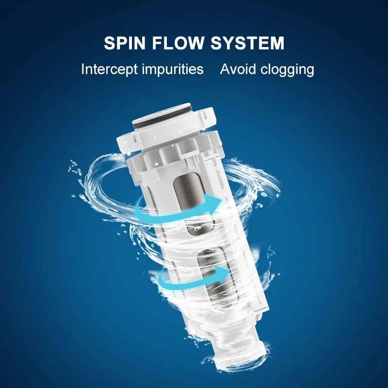 WHEELTON Auto-Rotated Flush Pre-Filter Backwash Spin Down Sediment Double-sided Scraper Whole House Filter System 1/2 3/4 1“. 