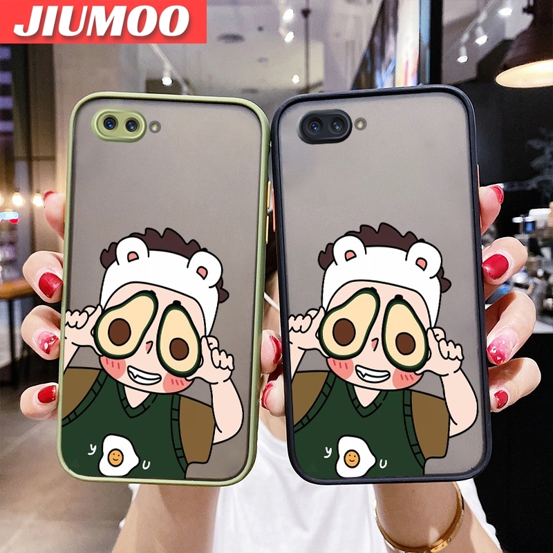 JIUMOO For OPPO A5 2018 OPPO A3s OPPO A12E Realme C1 Case Cartoon Cute Avocado Girl Thin Frosted Transparent Cover Lens Camera Protect Edge Full Cover Casing Hard Cases. 