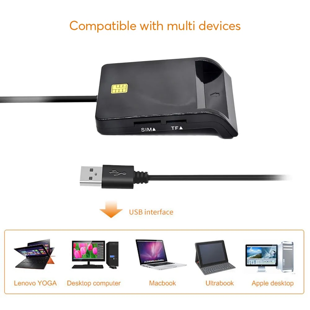 UTHAI X02 USB SIM Smart Card Reader For Bank Card IC/ID EMV SD TF MMC Cardreaders USB-CCID ISO 7816 for Windows 7 8 10 Linux OS. 