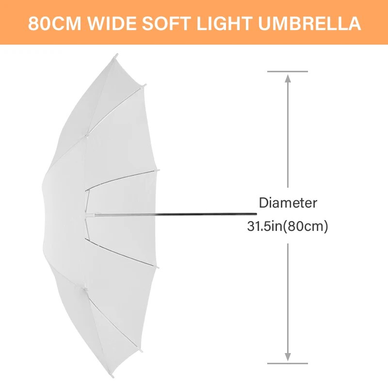 31.5/80 Diameter White Soft Translucent Umbrella Lights Diffusion Photo Umbrellas For Camera Video Photo Studio Photography. 