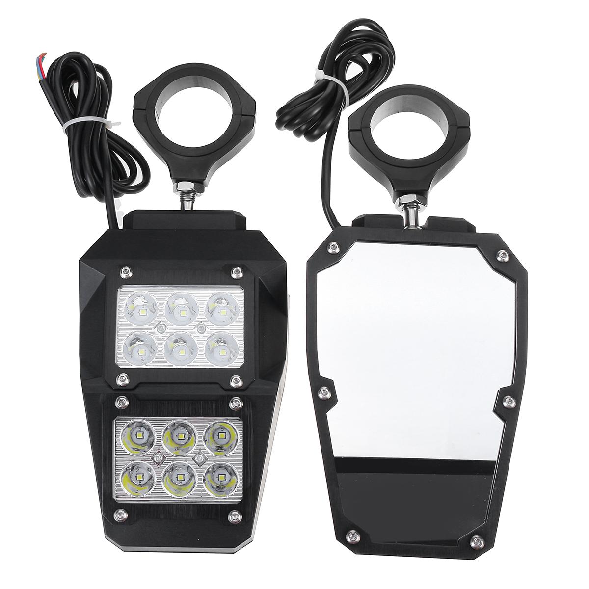 Auto parts 1pair UTV Rear View Side Mirrors LED Light For Polaris RZR Fit 1.5"-2" Roll Cage. 
