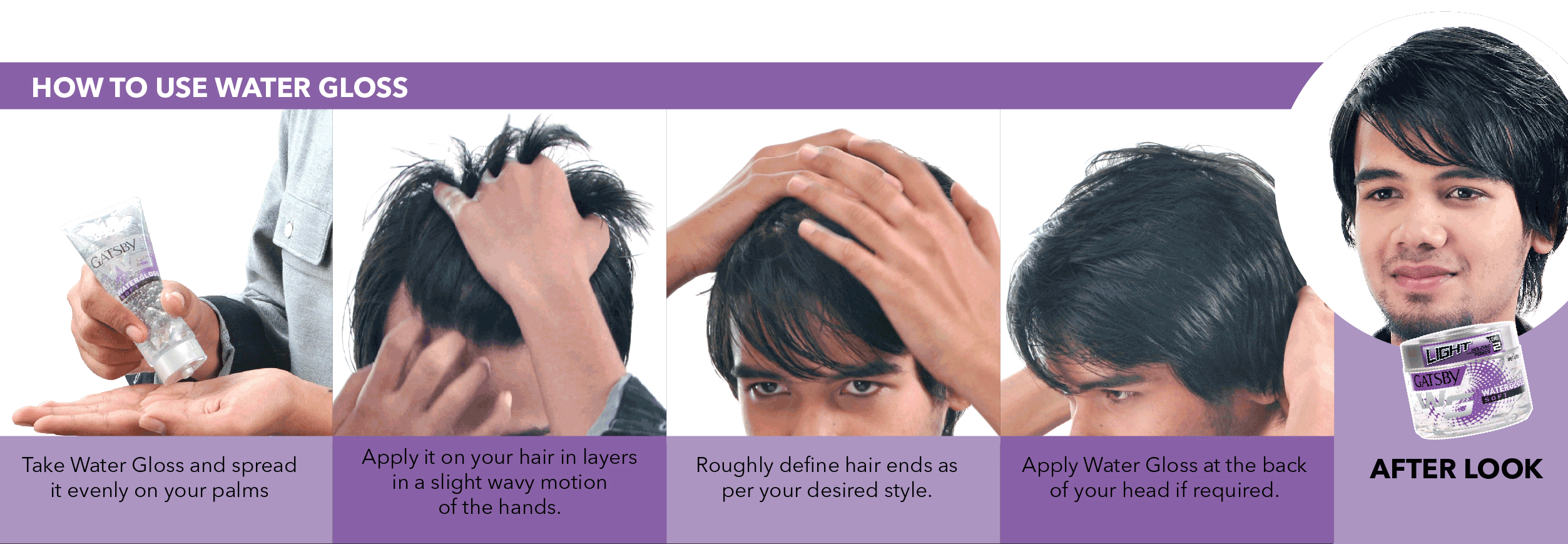 Gatsby Water Gloss Hair Gel 150g Soft Level 2 Holding Power - Soft, Wet Look, Shine Effect, Non Sticky, Easy Wash Off. 