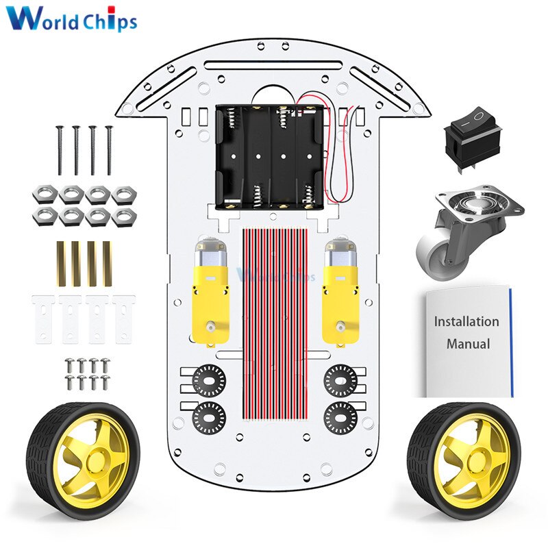 【happy one】diymore diy kit 2WD Robot Smart Car Chassis with Encoder for Arduino 51 DIY Education Robot Smart Car Kit. 