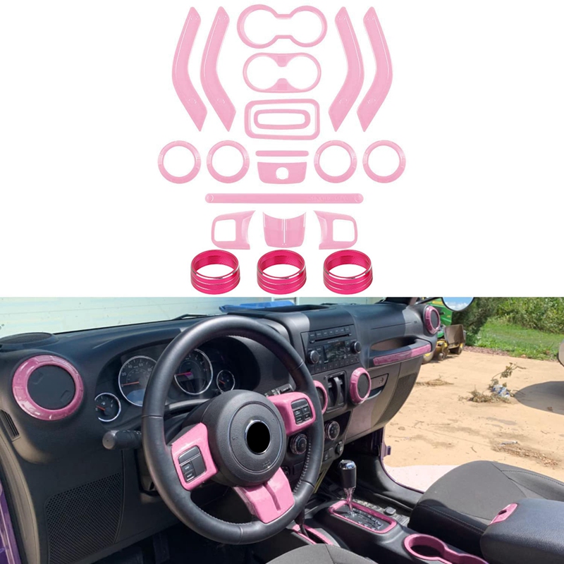 21 PCS Car Interior Decoration Trim Kit Steering Wheel & Center Console Trim  for JK Jeep Wrangler 2011-2017: Buy Online at Best Prices in Bangladesh |  