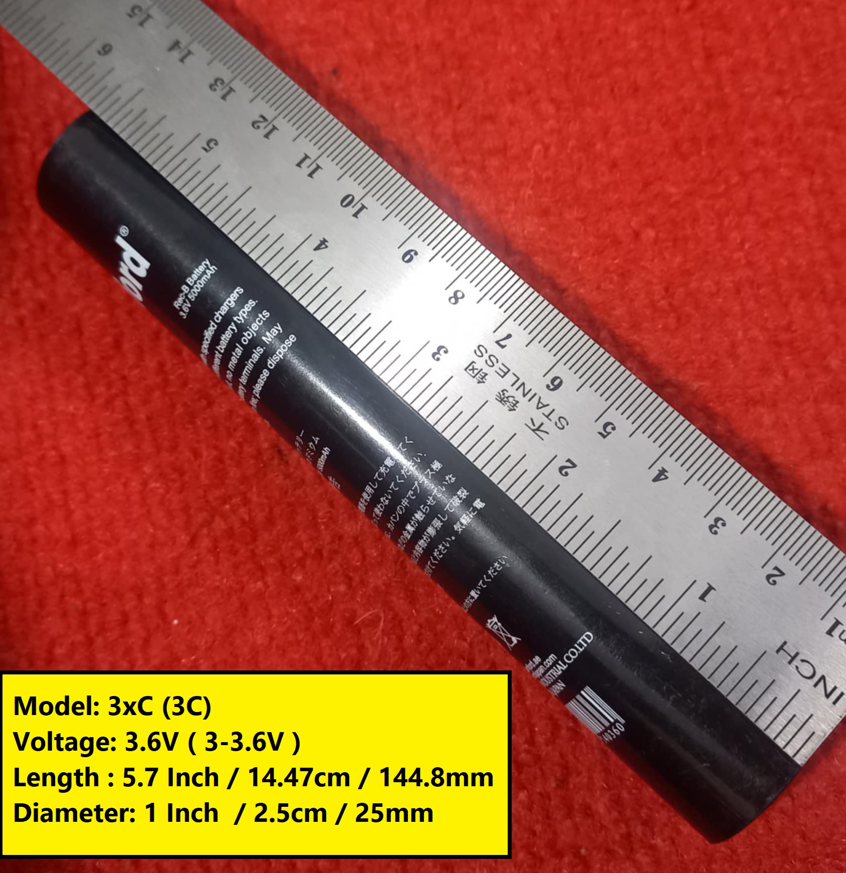 5000mAh Torch Light Battery 3xC Size 3C Battery 5.7 Inch Long Sanford 3.6V 5000mAh Battery 3.6V Rechargeable Battery 3.6V Battery 5000mAh Rechargeable Battery 3.6V Torch Light Rechargeable Battery. 