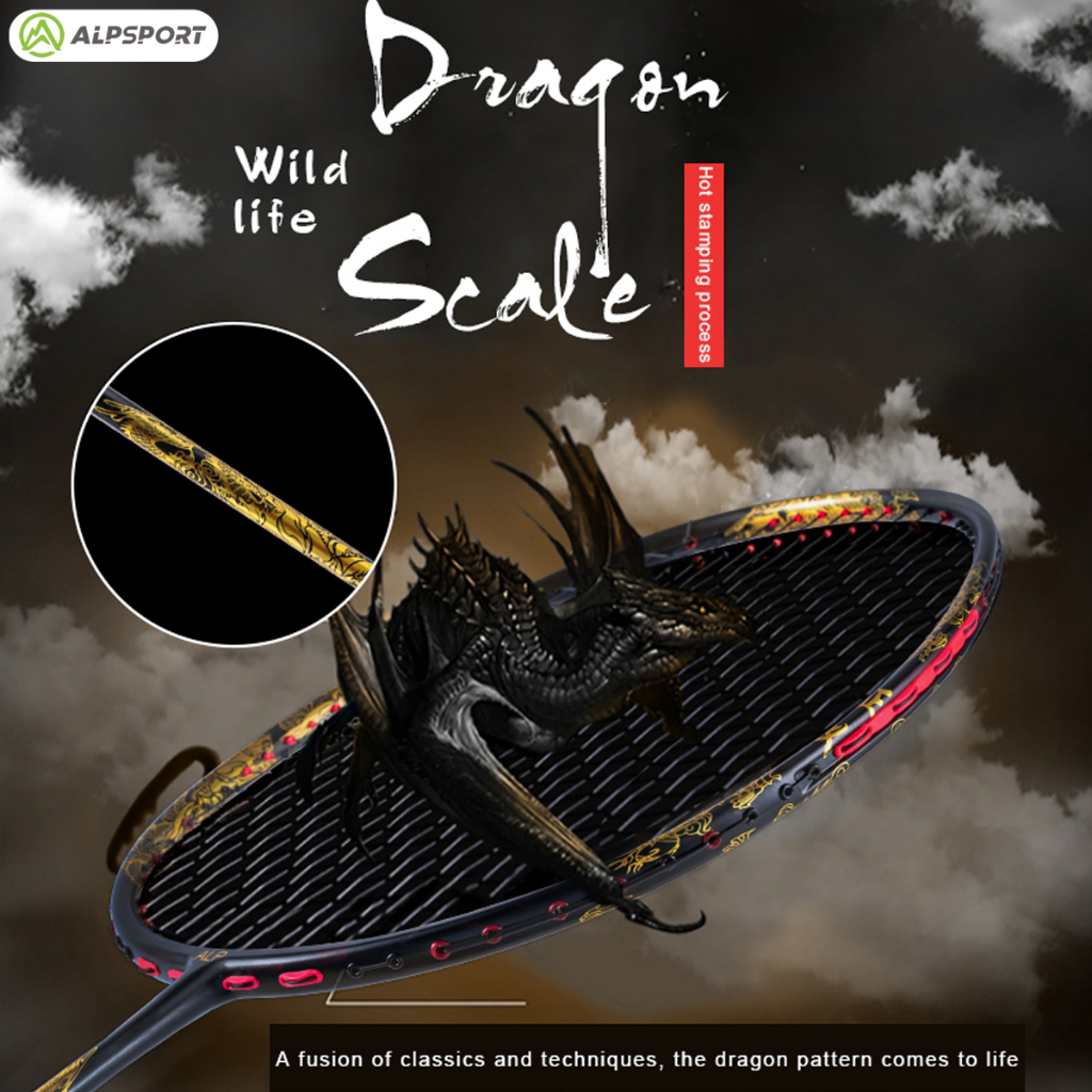 ALP-SPORT GD【Righteous】Golden Dragon Badminton Racket ★10U Super Light (52g)★T800 Full Carbon★26/28/30Lbs Tension 🔥Free Delivery | 1-Year Warranty | Pro-Level Performance🔥. 