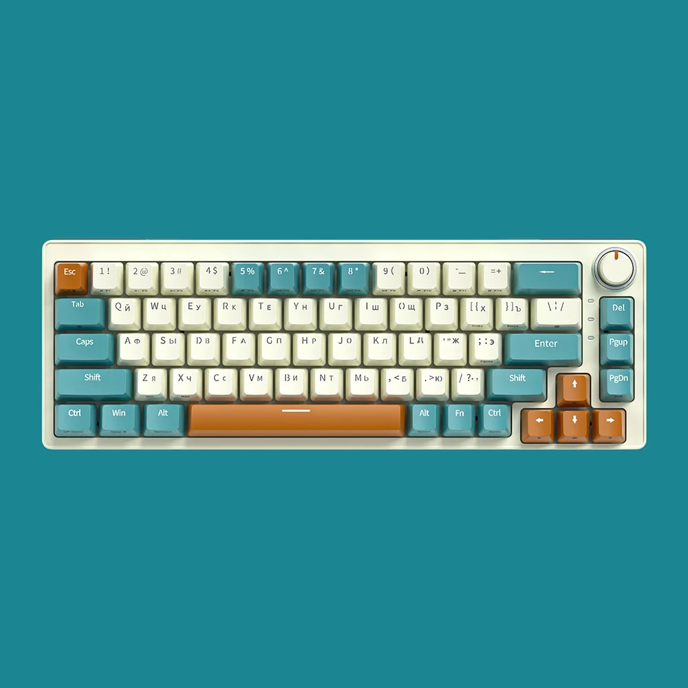 ZA68 Mini Gaming Mechanical Keyboard Wired Computer Keyboard RGB Backlit Knob light control Hot swappable 68 KeyS TYPE-C. 