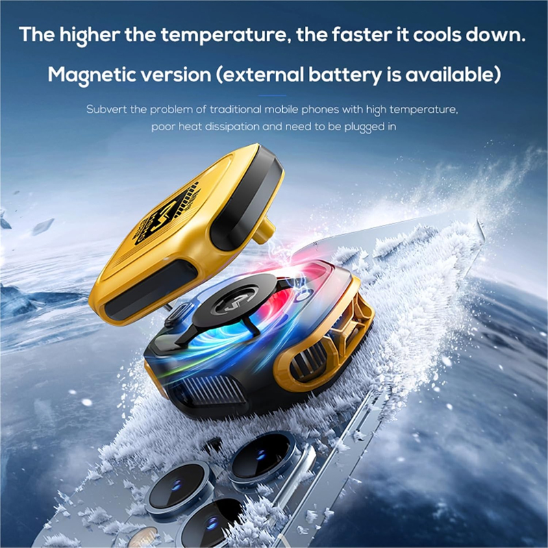 MEMO CX12 Magnetic Phone Cooler Fan with Battery & Digital Display | 10W Powerful Cooling Radiator for Gaming & Long Use. 