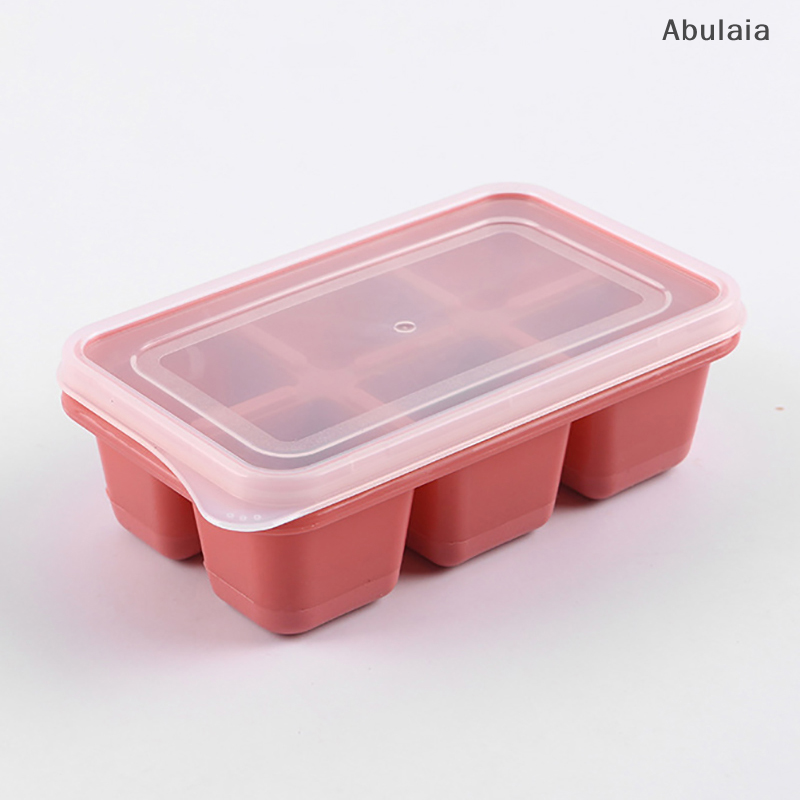 Silicone Ice Cube Mould with DIY Lid 6 Grid Soft Bottom ce Cube Mold Square  Ice Cube Maker Tray Kitchen  Tools Acces. 