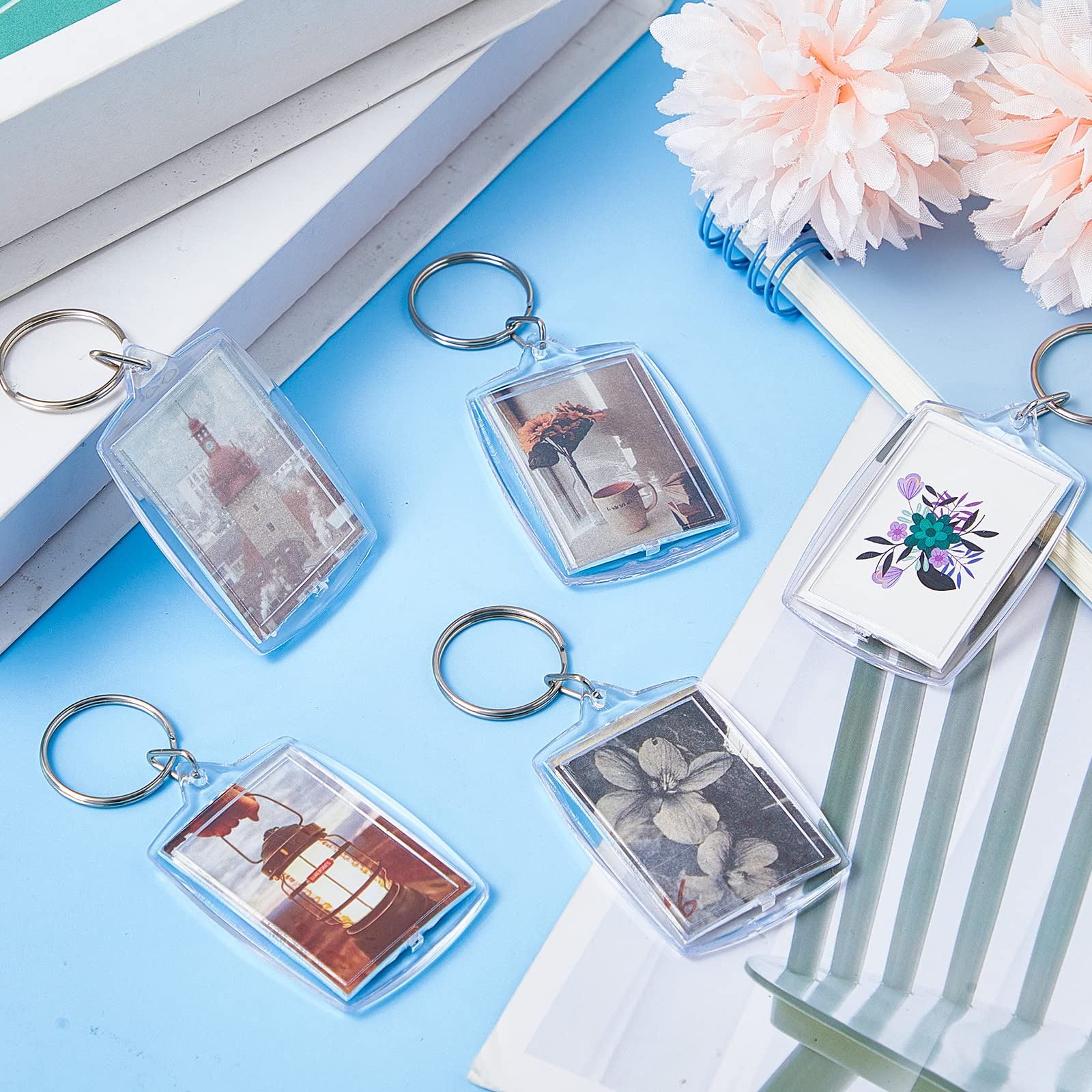 1/5pcs Acrylic Photo Frame Keychain with Tassels Snap-In Custom Insert Photo Acrylic Blank Keyring Clear Blank Picture Keyring. 