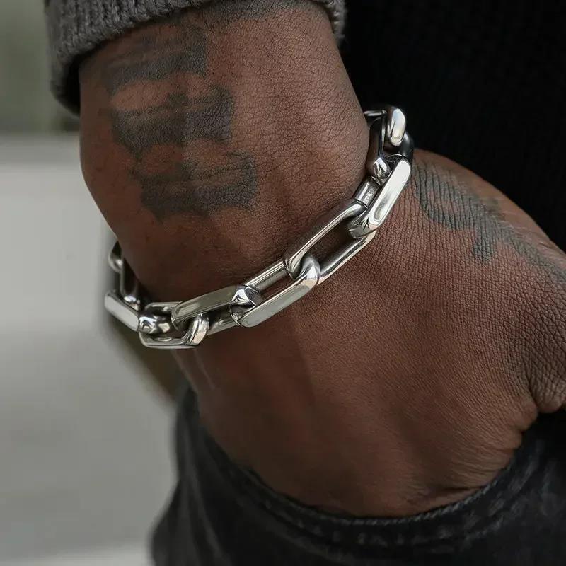 4-in-1 Alloy Mens Titanium Steel Magnetic Look Bracelet Waterproof Colorfast Stylish Accessory for Everyday Wear Men Bracelets