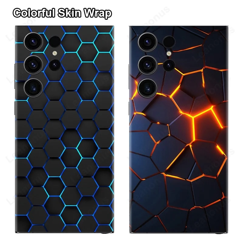 Colorful Honeycomb Decal Skin for Samsung Galaxy S23 S22 S24 Ultra A54 A52 A52S 5G Back Screen Protector Cover 3M Wrap Sticker Killer Bzzo