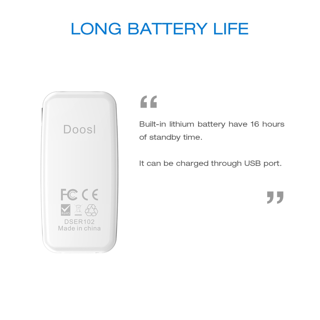 (New)Doosl DSER102 Mini Car Bluetooth Wireless Music Receiver with 3.5mm Stereo Input Jack(White). 