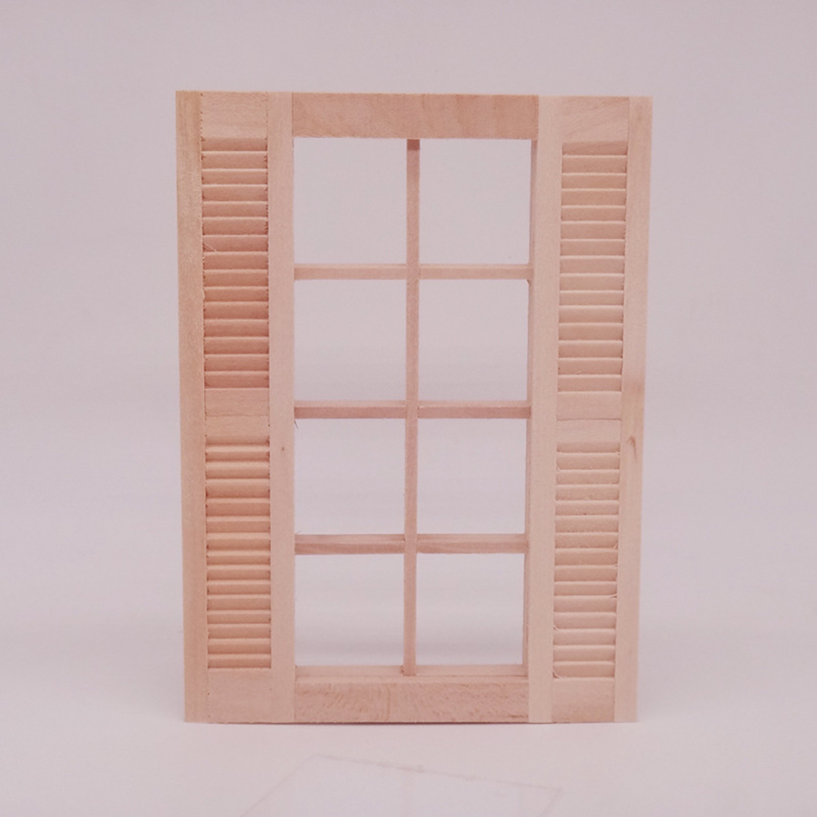 Unpainted Shutters Window Detailed Dollhouse 8-Pane Window Frame Furniture. 