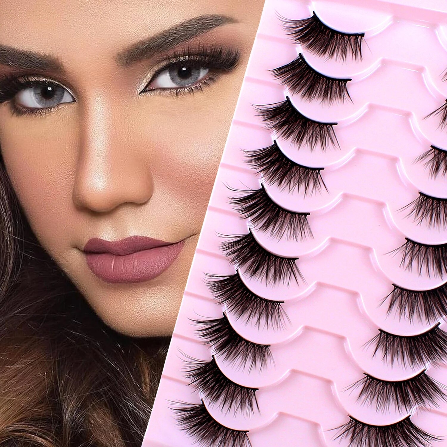 Separated False Eyelashes, 10 pairs 11mm naturally cute half-eye eyelashes, Lightweight handmade soft artificial mink eyelashes JokeT. 