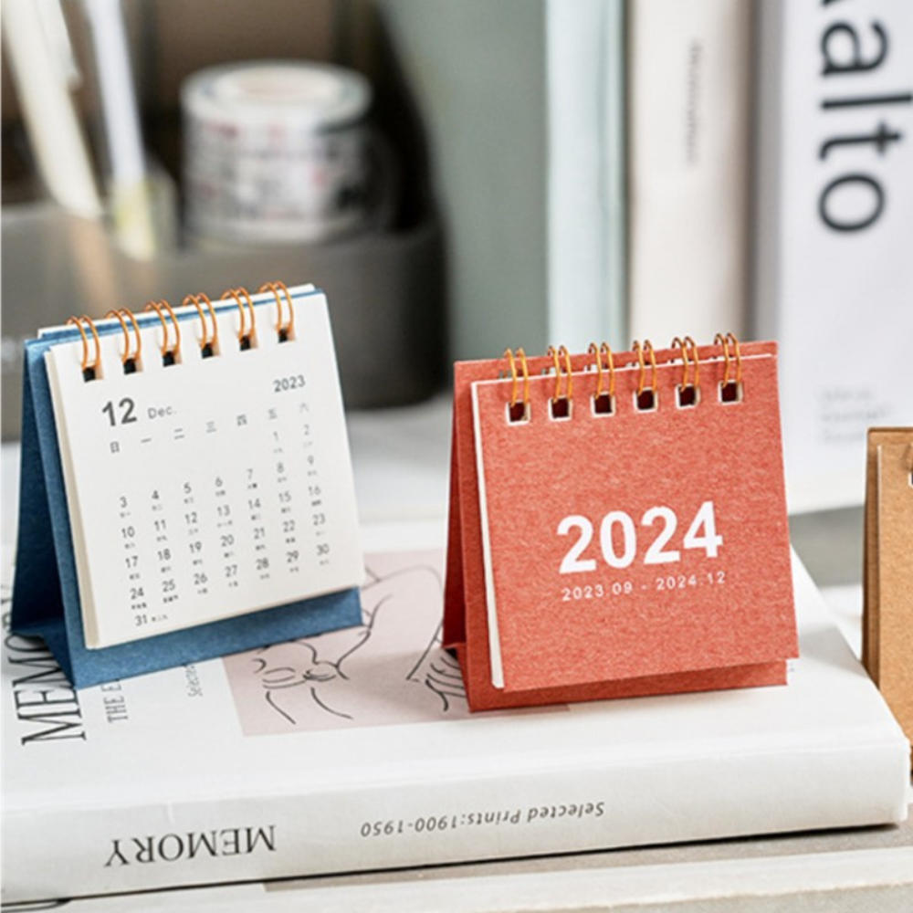 2023-2024 Mini Desk Calendar Ins Creative Pocket Portable Dual Daily Scheduler Table Planner Desktop Paper Decorations. 