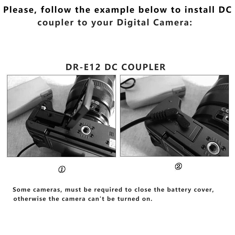 LP-E12 LPE12 ACK-E12 USB TYPE-C Cable Dummy Battery DR-E12 PD Adapter for Canon EOS M2 M10 M50 M100 M200 Cameras. 