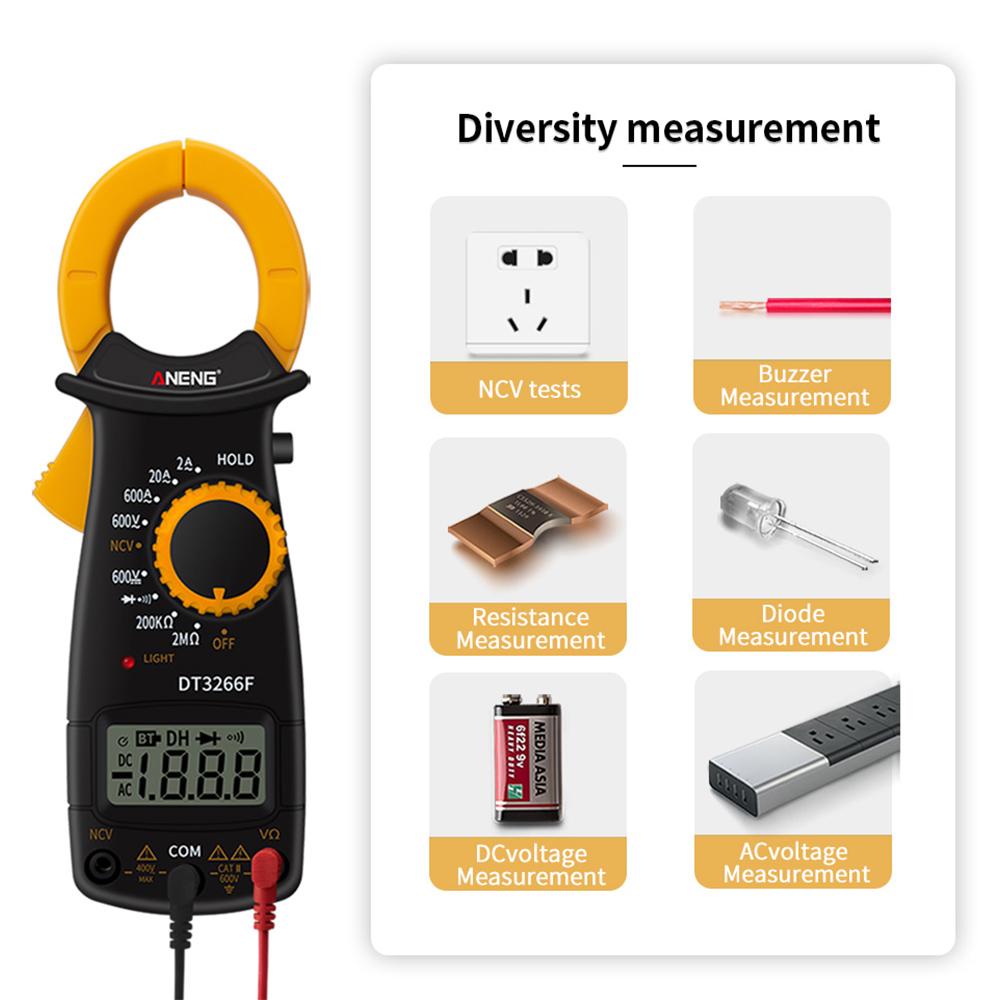 Goglor Digital Clamp Meter Multimeter Auto-Ranging Tacklife DT3266F 600 Amp TRMS 6000 Counts NCV with A-C/DC Voltage Test Resistance Continuity Capacitance Temperature Measure. 