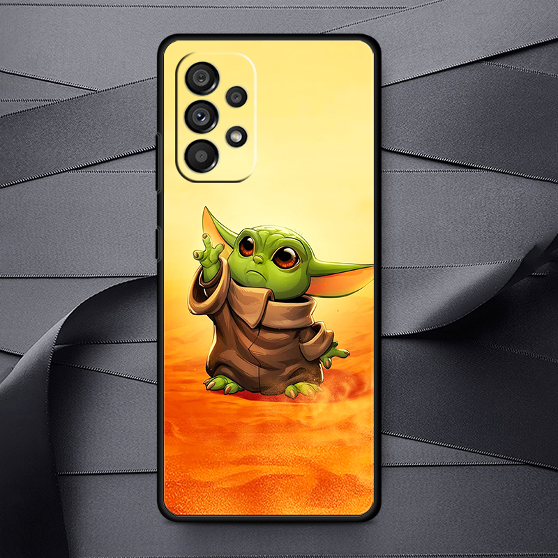 Star Wars Cute Baby Yoda Black Phone Case For Samsung A73 A72 A71 A53 A52 A51 A42 A33 A32 A23 A22 A21S A13 A03 5G Cover. 