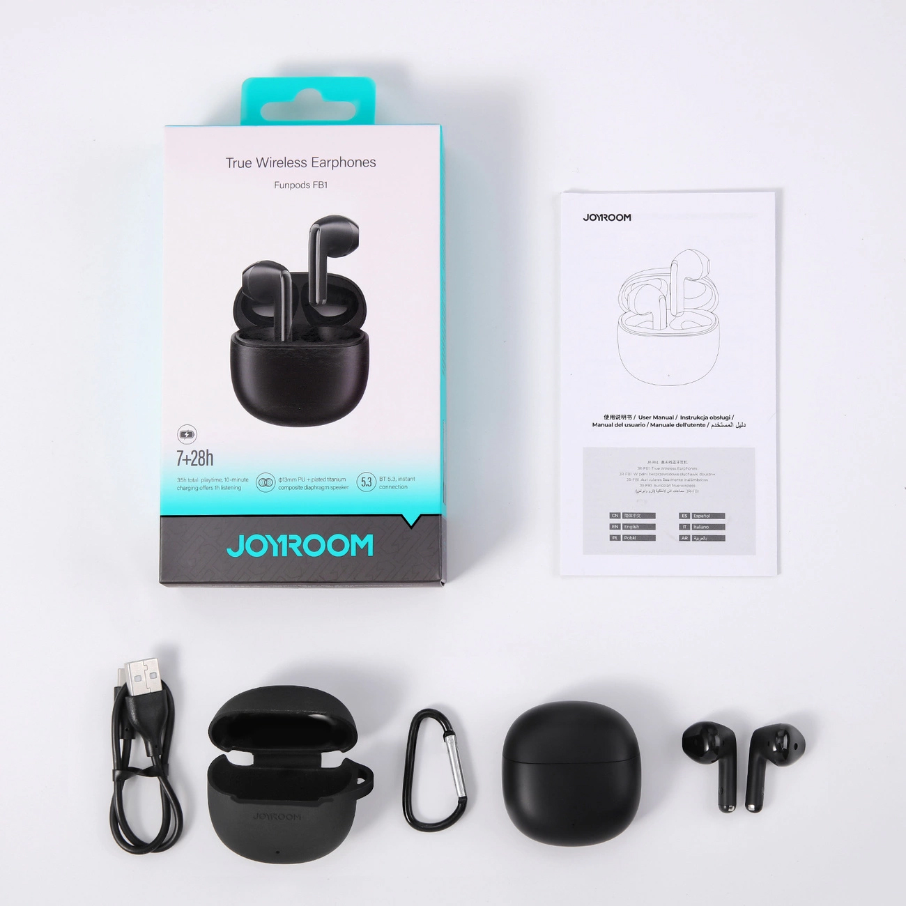 Joyroom JR-FB1 Funpods Series Bluetooth 5.3 wireless TWS headphones - black. 